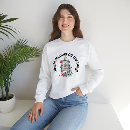 Unisex Crewneck Sweatshirt - Funny Christmas Shirt for Cat Lovers - Jingle Meows All the Way!