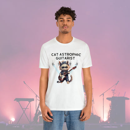 Unisex Cotton T-shirt - Catastrophic Guitarist Shirt for Cat Lovers