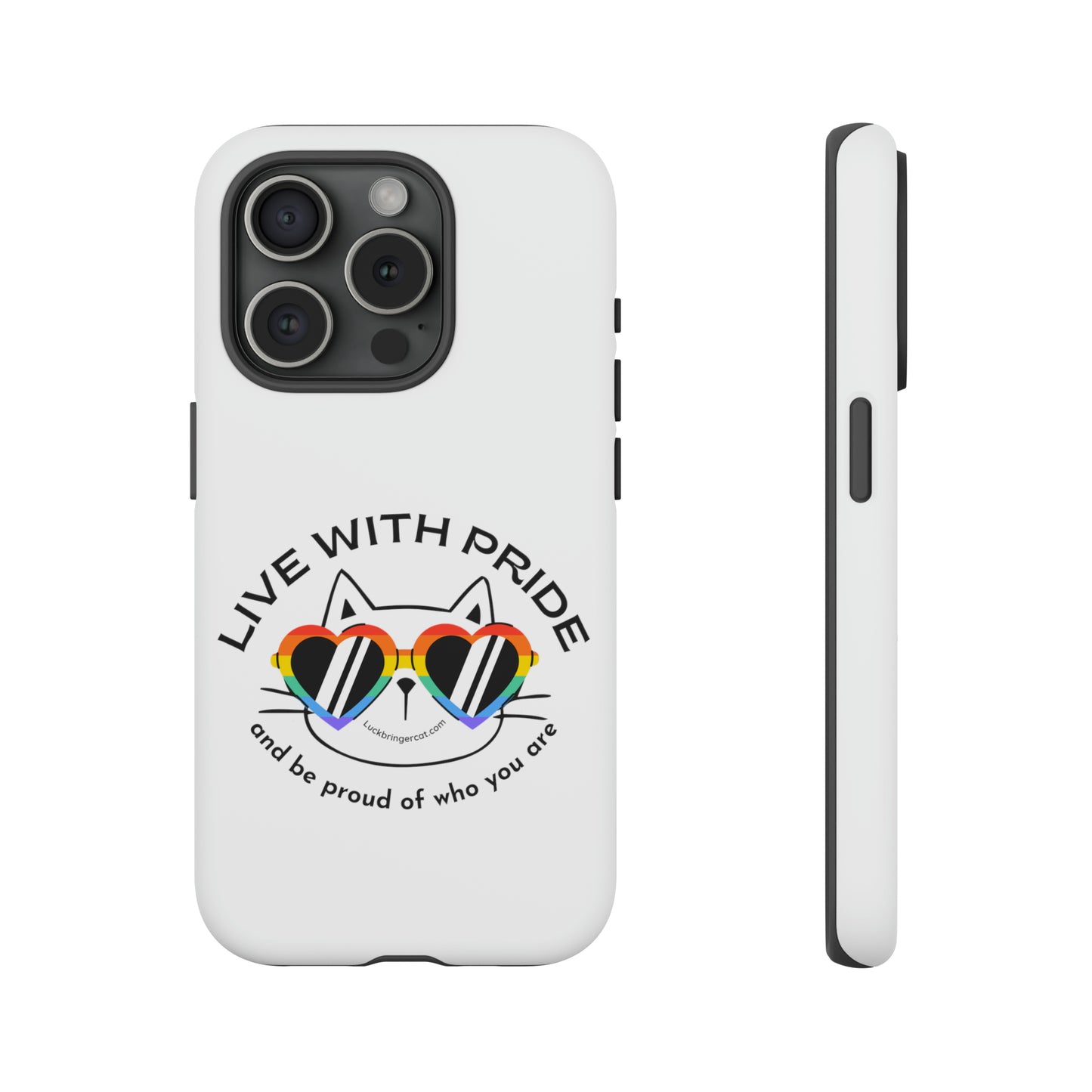 Pride Phone Case-Cat Lovers- iPhone, Samsung Galaxy, Google Pixel-LGBTQ+ Community Support-White