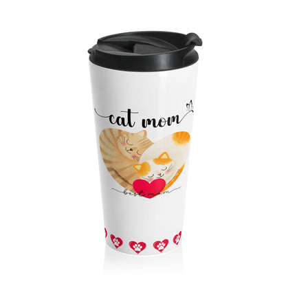 tumbler-insulated travel cup-15oz-cat mom best mom-gift for cat mums, cat mom gift, mothers day gift for cat lovers, valentines gift for cat lover girls-cat mother gift-cat mama gift