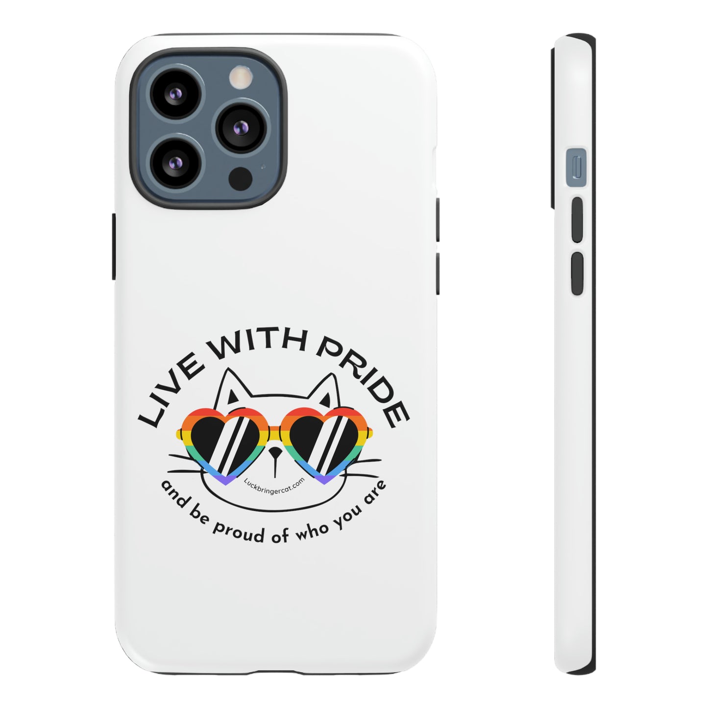 Pride Phone Case-Cat Lovers- iPhone, Samsung Galaxy, Google Pixel-LGBTQ+ Community Support-White