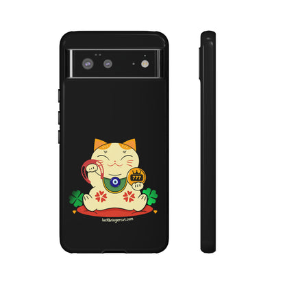 Cat Lovers Tough Phone Case- Lucky Maneki Neko-Black- iPhone, Samsung Galaxy, Google Pixel