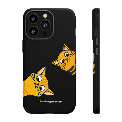 Cat Lovers Phone Case With Funny Orange Cats- iPhone, Samsung Galaxy and Google Pixel-Black