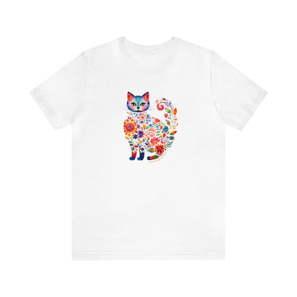 Cat Mom Shirt with colorful Floral Cat - Unique Gift for Cats and Kitten lovers