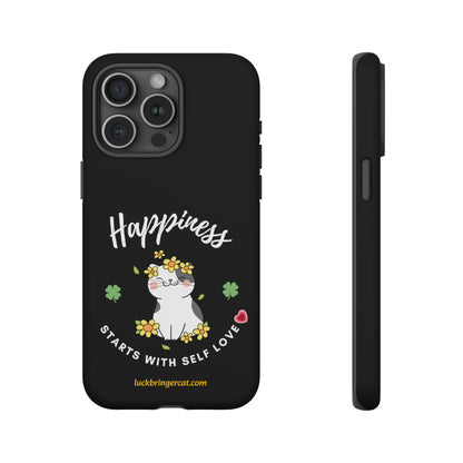 Cat Lovers Phone Case-Black- iPhone, Samsung Galaxy- Happiness - Selflove