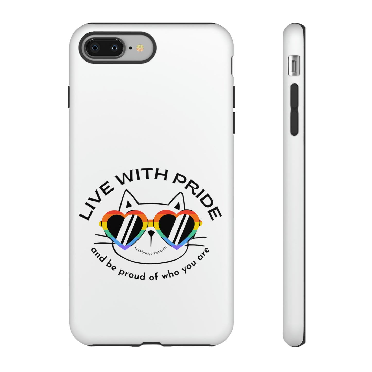 Pride Phone Case-Cat Lovers- iPhone, Samsung Galaxy, Google Pixel-LGBTQ+ Community Support-White