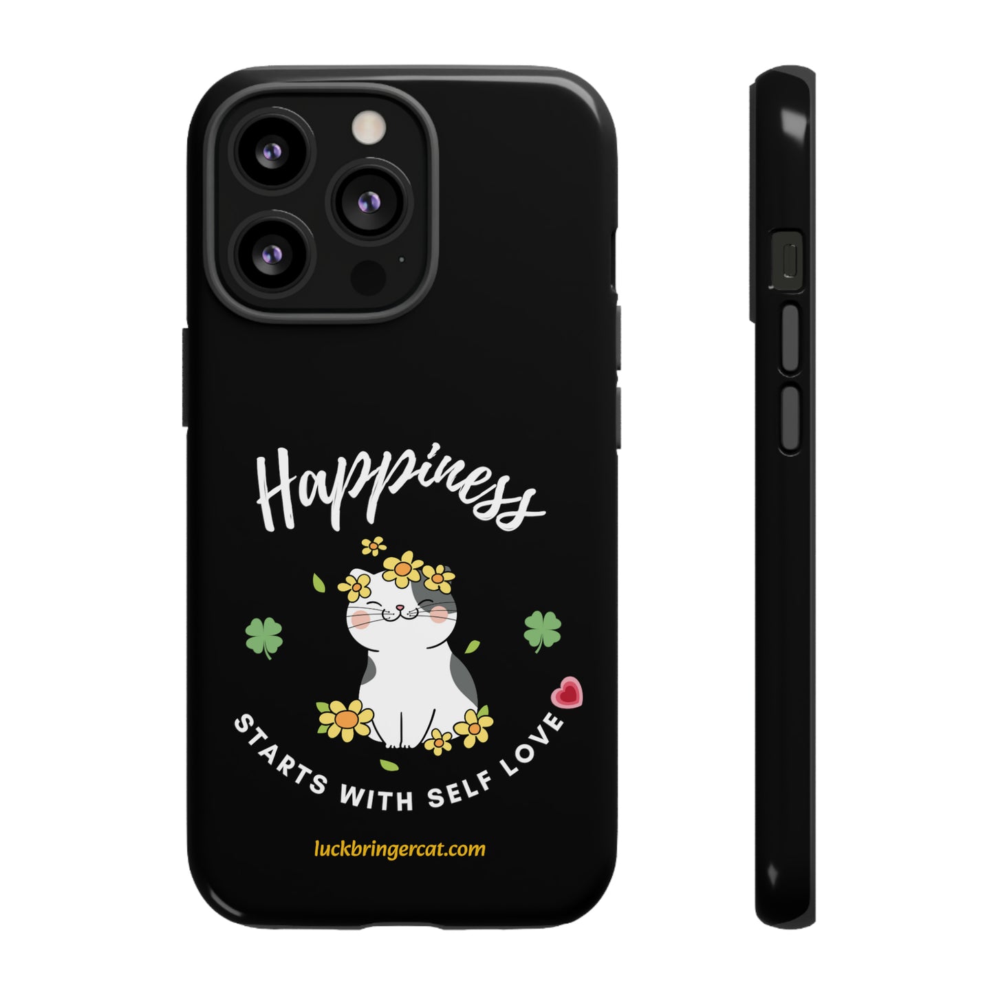 Cat Lovers Phone Case-Black- iPhone, Samsung Galaxy- Happiness - Selflove