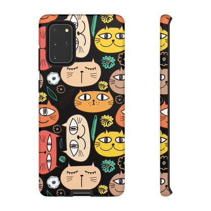 Premium-quality tough protective phone cases for iPhone, Samsung and Google - Black With Cute Colorful Cartoon Cats