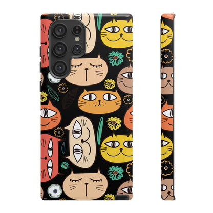 Premium-quality tough protective phone cases for iPhone, Samsung and Google - Black With Cute Colorful Cartoon Cats