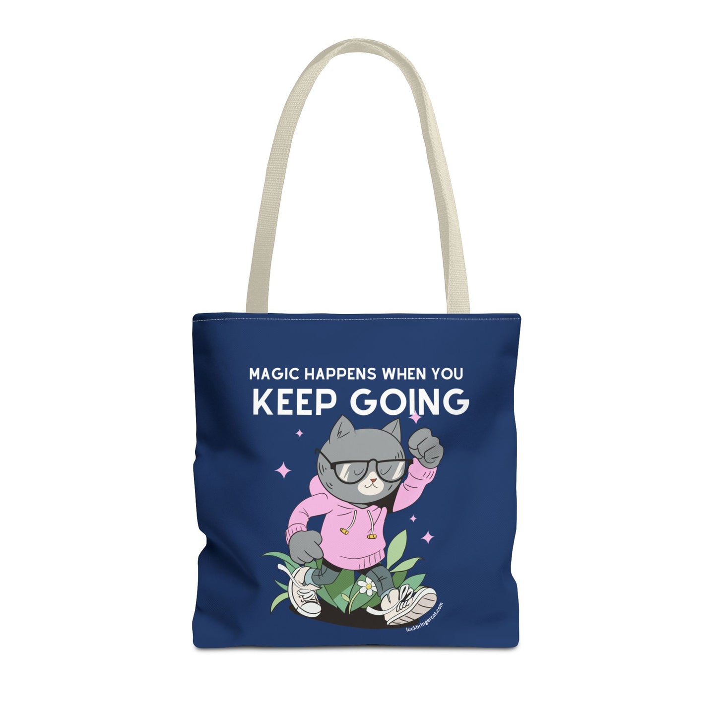 Motivational Tote Bag - Magic Happens When You Keep Going - Inspirational Gift for Dreamers and Go-Getters