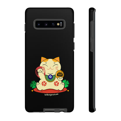 Cat Lovers Tough Phone Case- Lucky Maneki Neko-Black- iPhone, Samsung Galaxy, Google Pixel