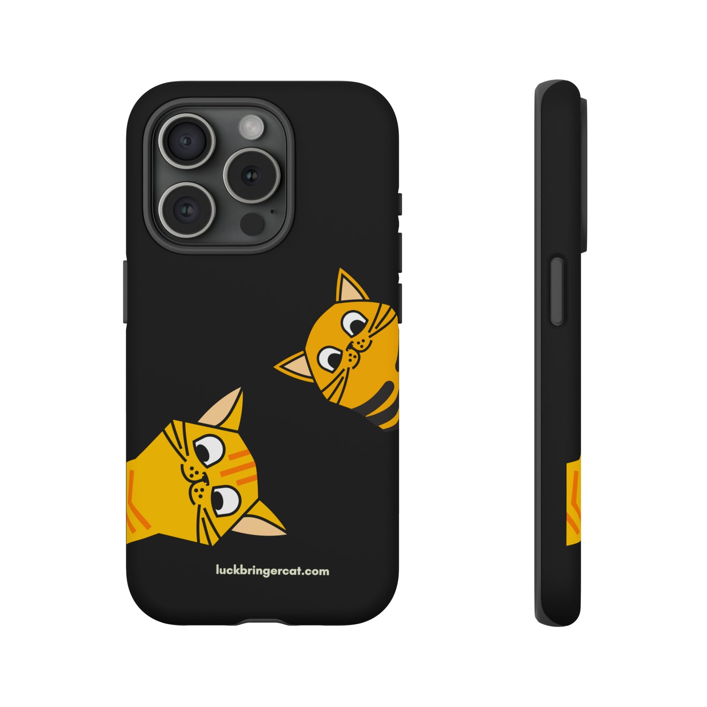 Cat Lovers Phone Case With Funny Orange Cats- iPhone, Samsung Galaxy and Google Pixel-Black