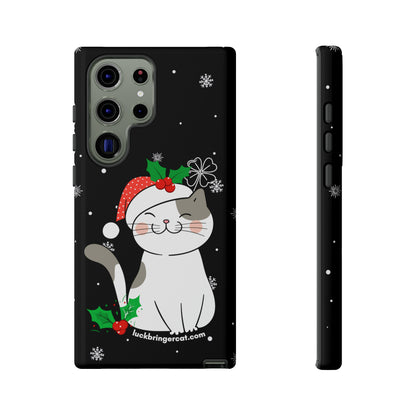 Cat Lovers Christmas Phone Case-iPhone, Samsung Galaxy,Google Pixel- Black With Cute Kitten