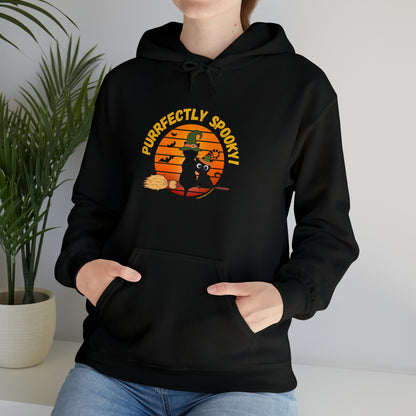 Black Cat Lovers Halloween Hoodie- Cute Spooky Retro Style Hooded Sweatshirt - unisex black