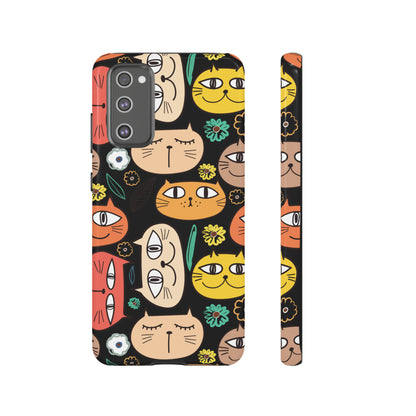 Premium-quality tough protective phone cases for iPhone, Samsung and Google - Black With Cute Colorful Cartoon Cats