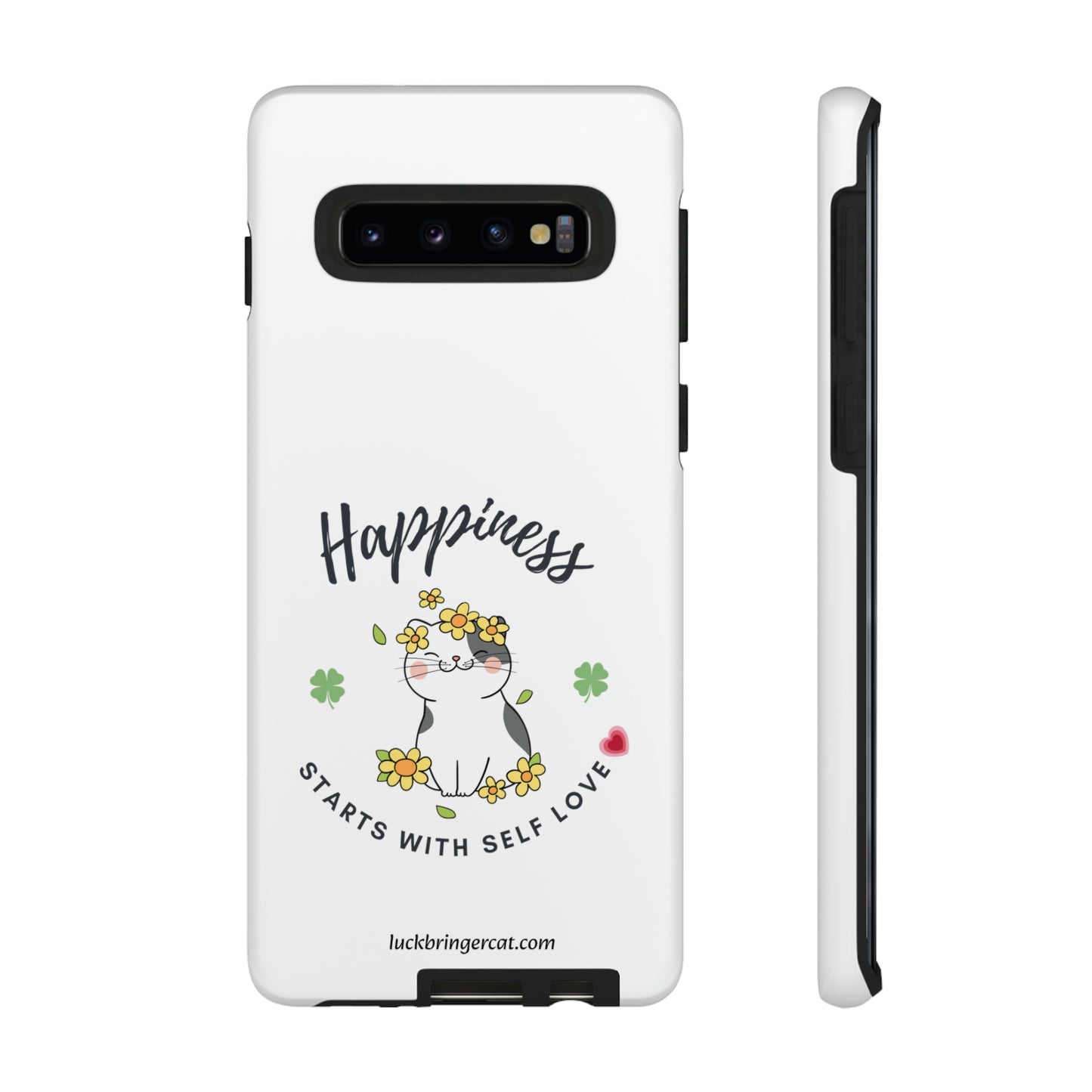 Cat Lovers Selflove  Phone Case- iPhone, Samsung Galaxy, Google Pixel- White- Happiness