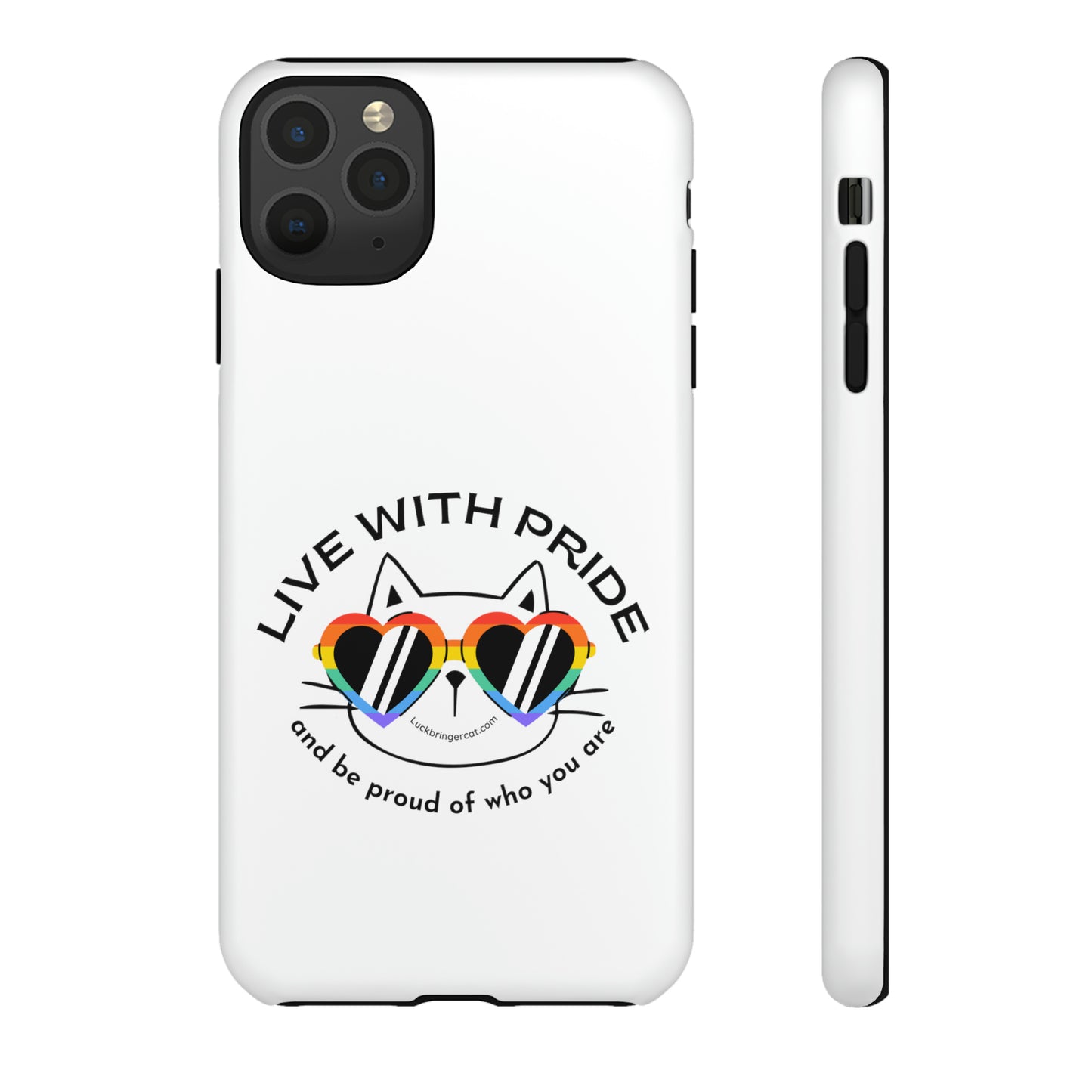 Pride Phone Case-Cat Lovers- iPhone, Samsung Galaxy, Google Pixel-LGBTQ+ Community Support-White