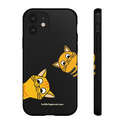 Cat Lovers Phone Case With Funny Orange Cats- iPhone, Samsung Galaxy and Google Pixel-Black