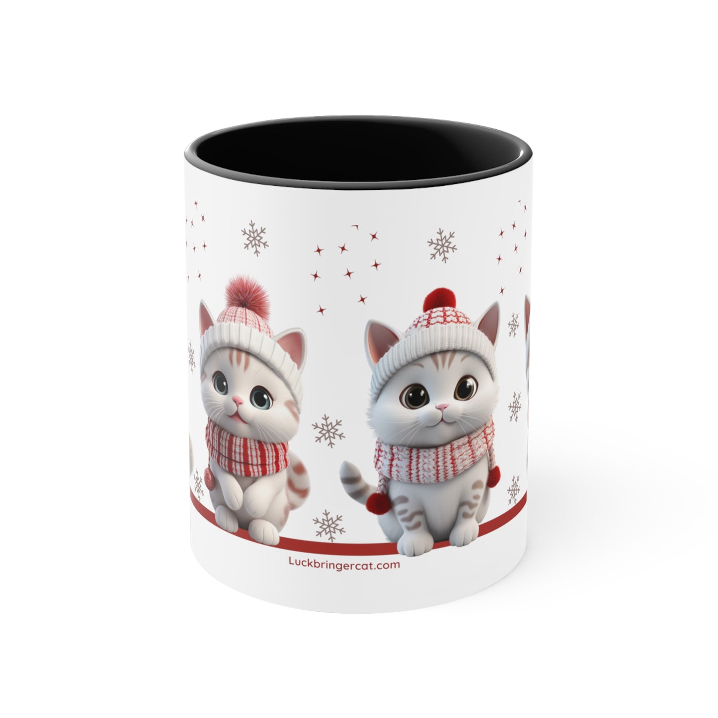 Christmassy Coffee Mug for Cat Lovers with Cute 3D Kittens