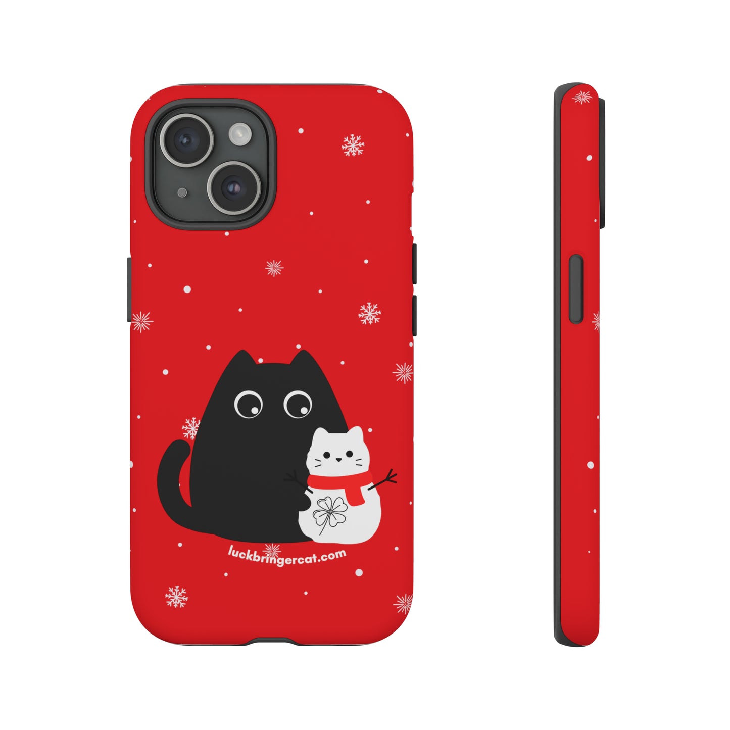 Cat Lovers Christmas Phone Case-iPhone, Samsung Galaxy, Google Pixel- Red and Black Snowman