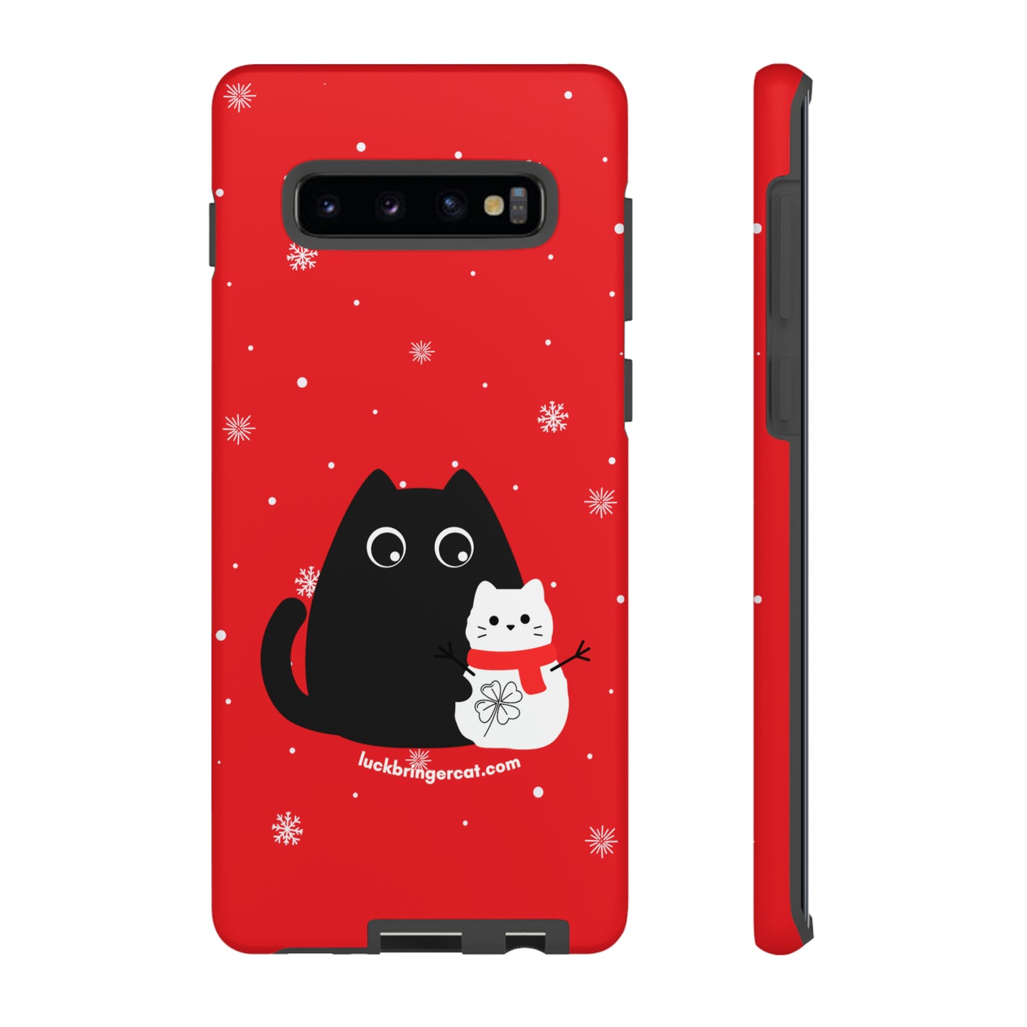 Cat Lovers Christmas Phone Case-iPhone, Samsung Galaxy, Google Pixel- Red and Black Snowman