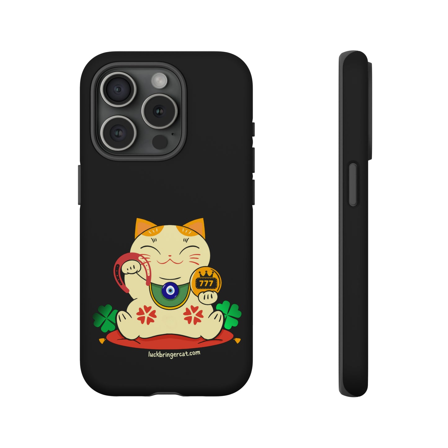 Cat Lovers Tough Phone Case- Lucky Maneki Neko-Black- iPhone, Samsung Galaxy, Google Pixel