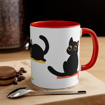 Ceramic Mug with Cute Black Cats Graphics - gift for black cat lovers