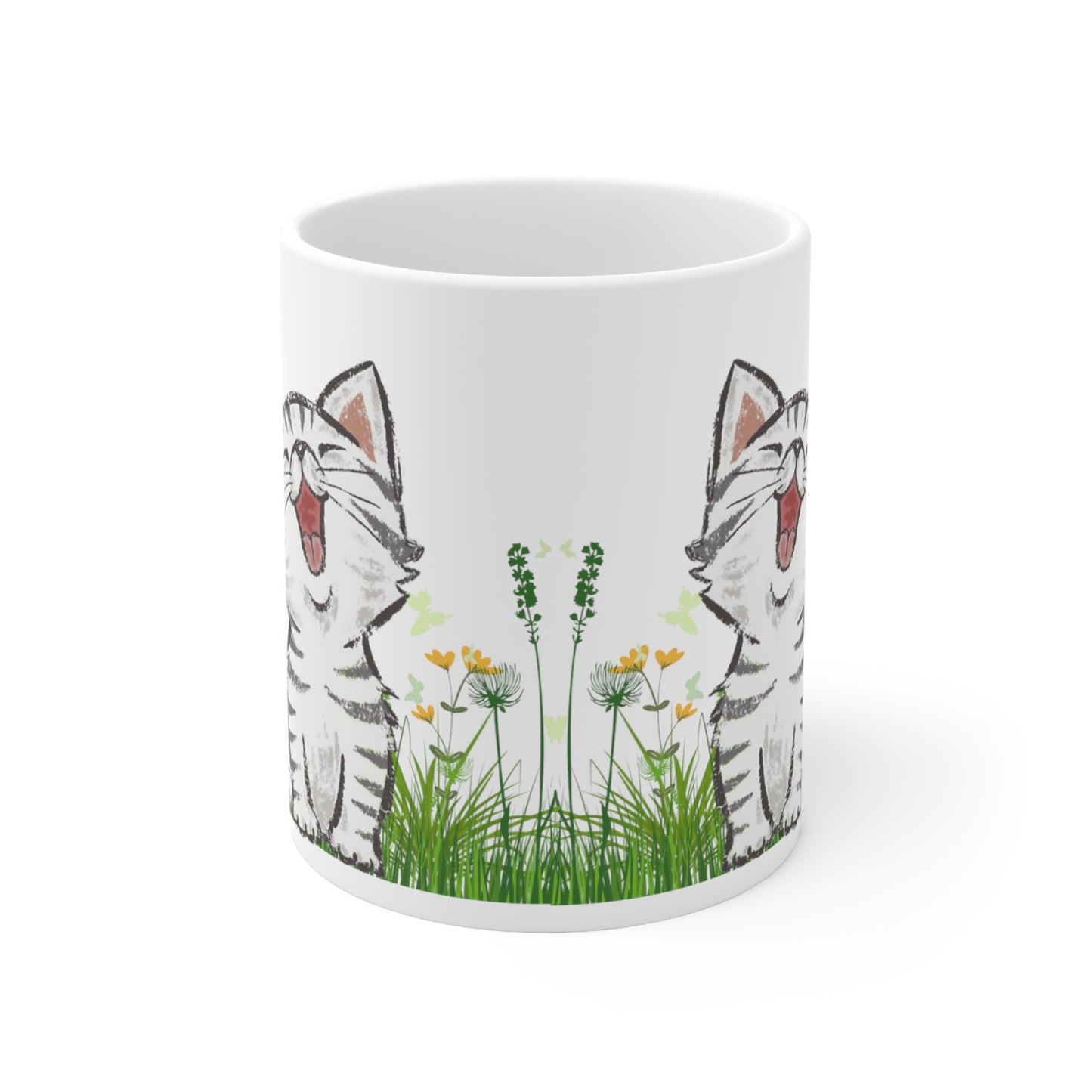 Ceramic Mug With Happy Cute Cat