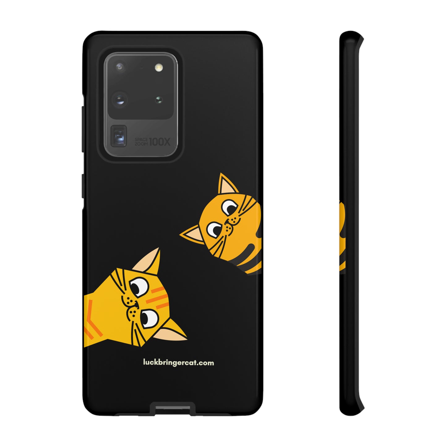 Cat Lovers Phone Case With Funny Orange Cats- iPhone, Samsung Galaxy and Google Pixel-Black