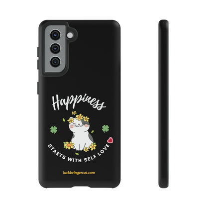 Cat Lovers Phone Case-Black- iPhone, Samsung Galaxy- Happiness - Selflove