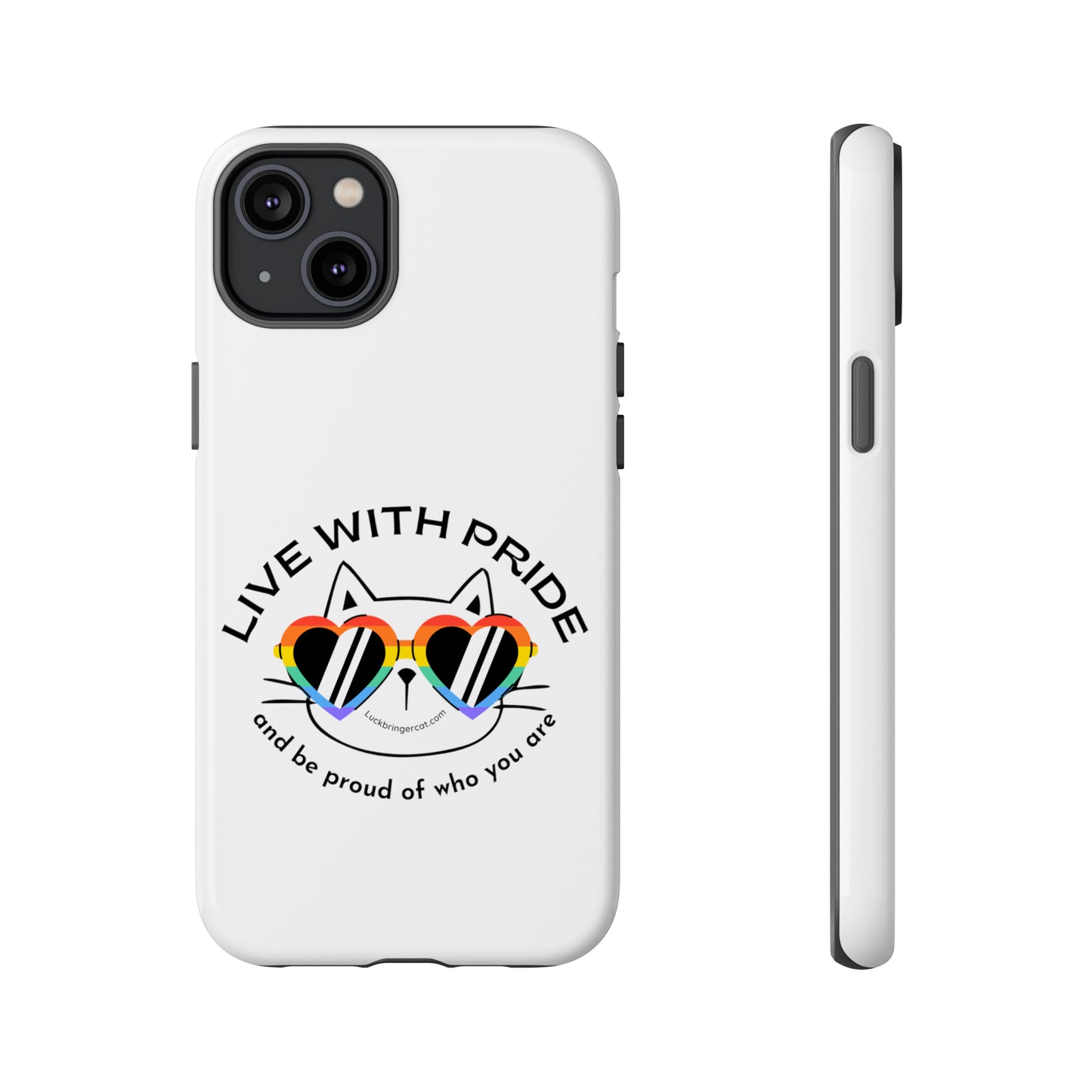 Pride Phone Case-Cat Lovers- iPhone, Samsung Galaxy, Google Pixel-LGBTQ+ Community Support-White