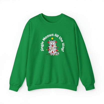 Unisex Crewneck Sweatshirt - Funny Christmas Shirt for Cat Lovers - Jingle Meows All the Way!