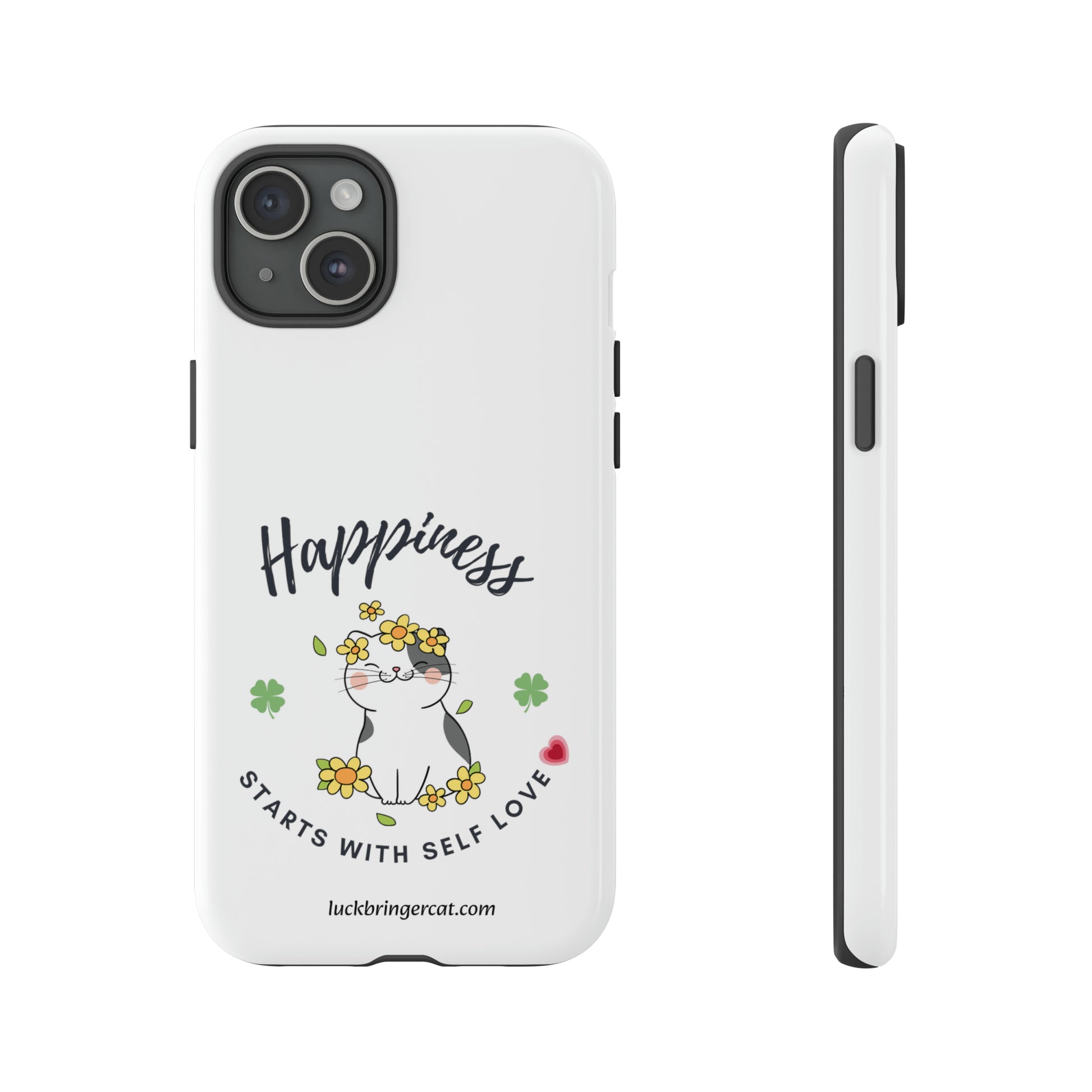 Selflove Happiness White Phone Case-Cat Mom Gift Cat Lover Mum -iPhone 15 Plus, iPhone 15 Pro, iPhone 15 Pro Max, iPhone 14 Plus, iPhone 14 Pro, iPhone 14 Pro Max, iPhone 13 mini, iPhone 13 Pro, iPhone 13 Pro Max, iPhone 12 mini, iPhone 12 Pro, iPhone 12 Pro Max, iPhone 11 Pro, iPhone 11 Pro Max, iPhone X, iPhone XR, iPhone XS, iPhone XS Max, iPhone 8, iPhone 8 Plus