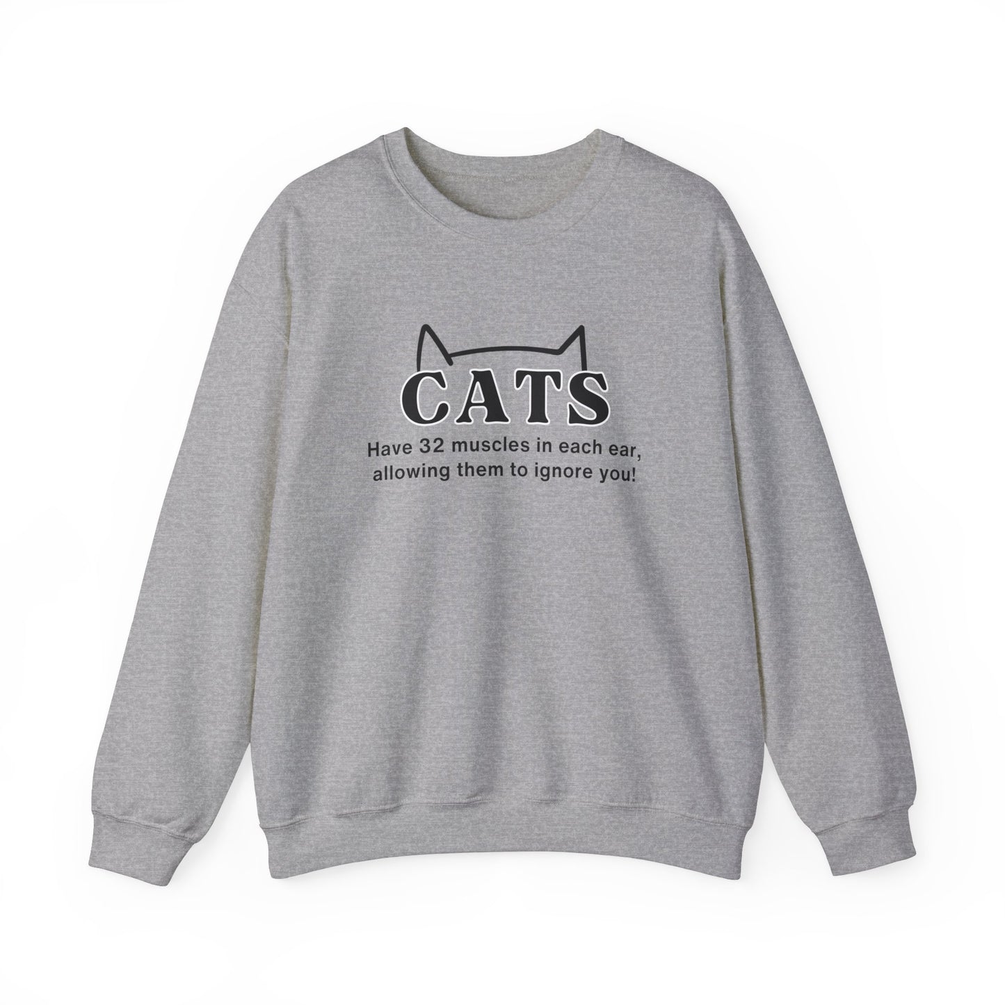 Crewneck Sweatshirt- Funny Sweater For Cat Lovers-Cats Have 32 Muscles