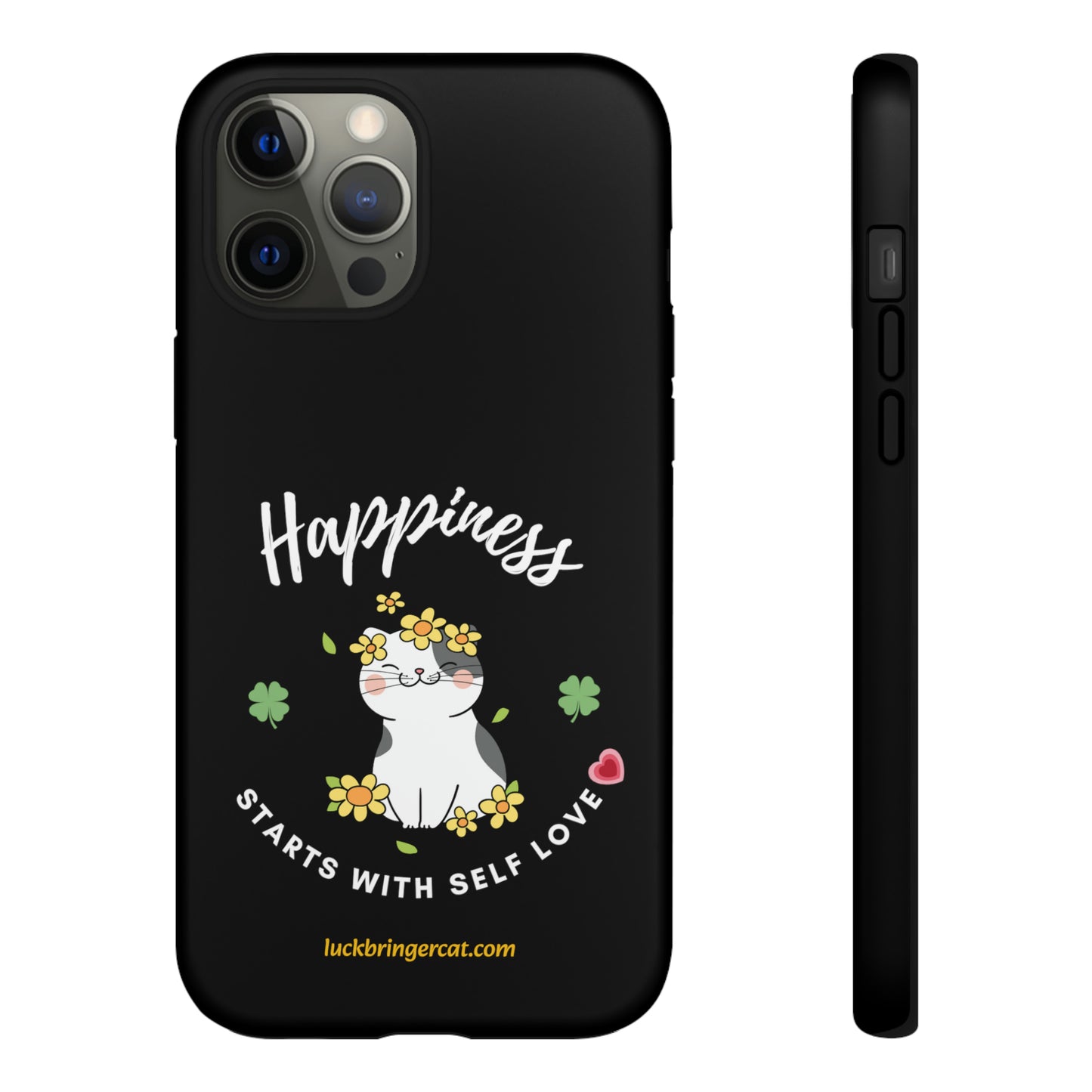 Cat Lovers Phone Case-Black- iPhone, Samsung Galaxy- Happiness - Selflove