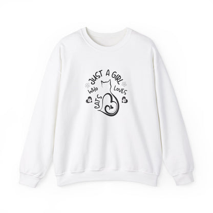 Cat Lover Girls Sweatshirt - Just a Girl Who Loves Cats - Crewneck Sweater