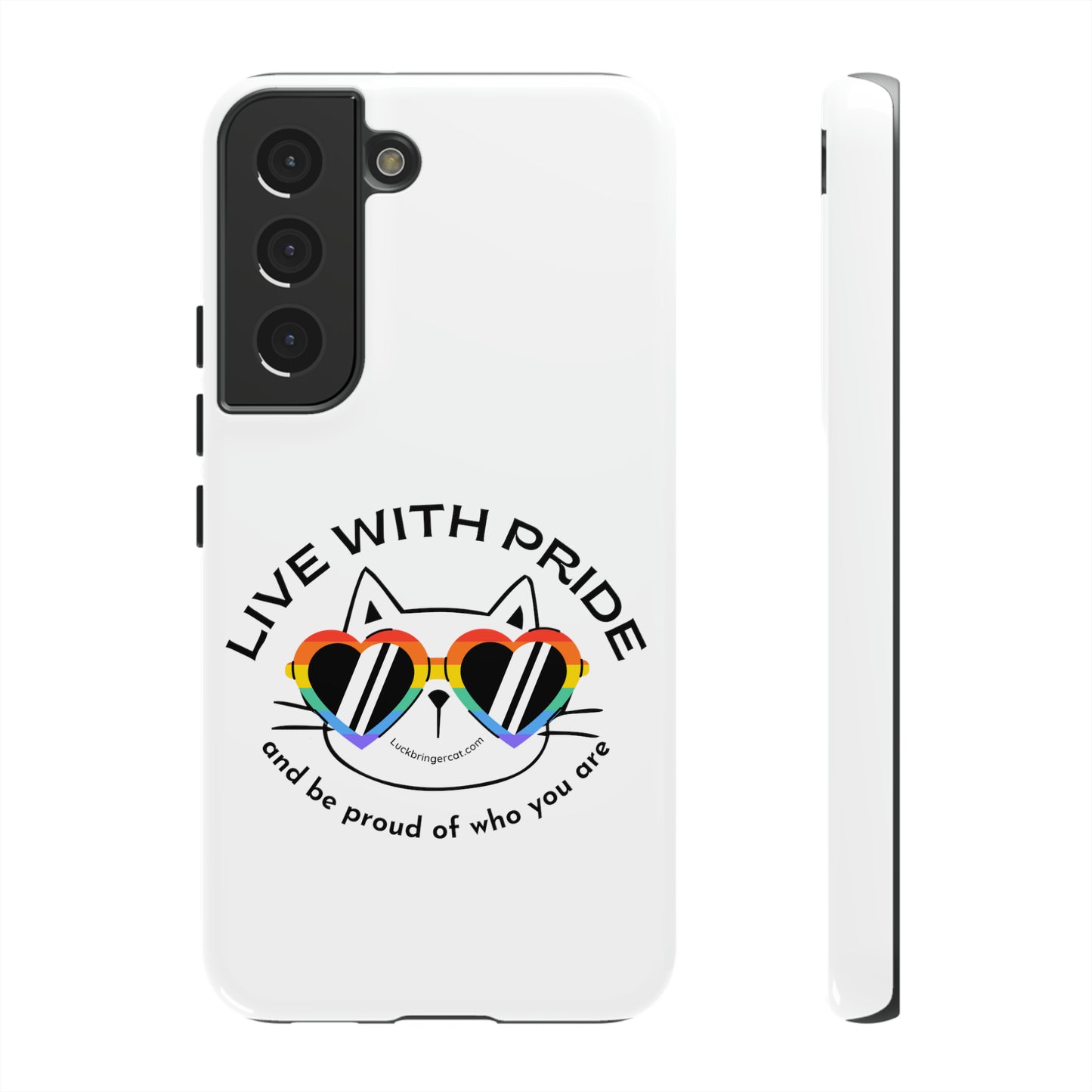 Pride Phone Case-Cat Lovers- iPhone, Samsung Galaxy, Google Pixel-LGBTQ+ Community Support-White