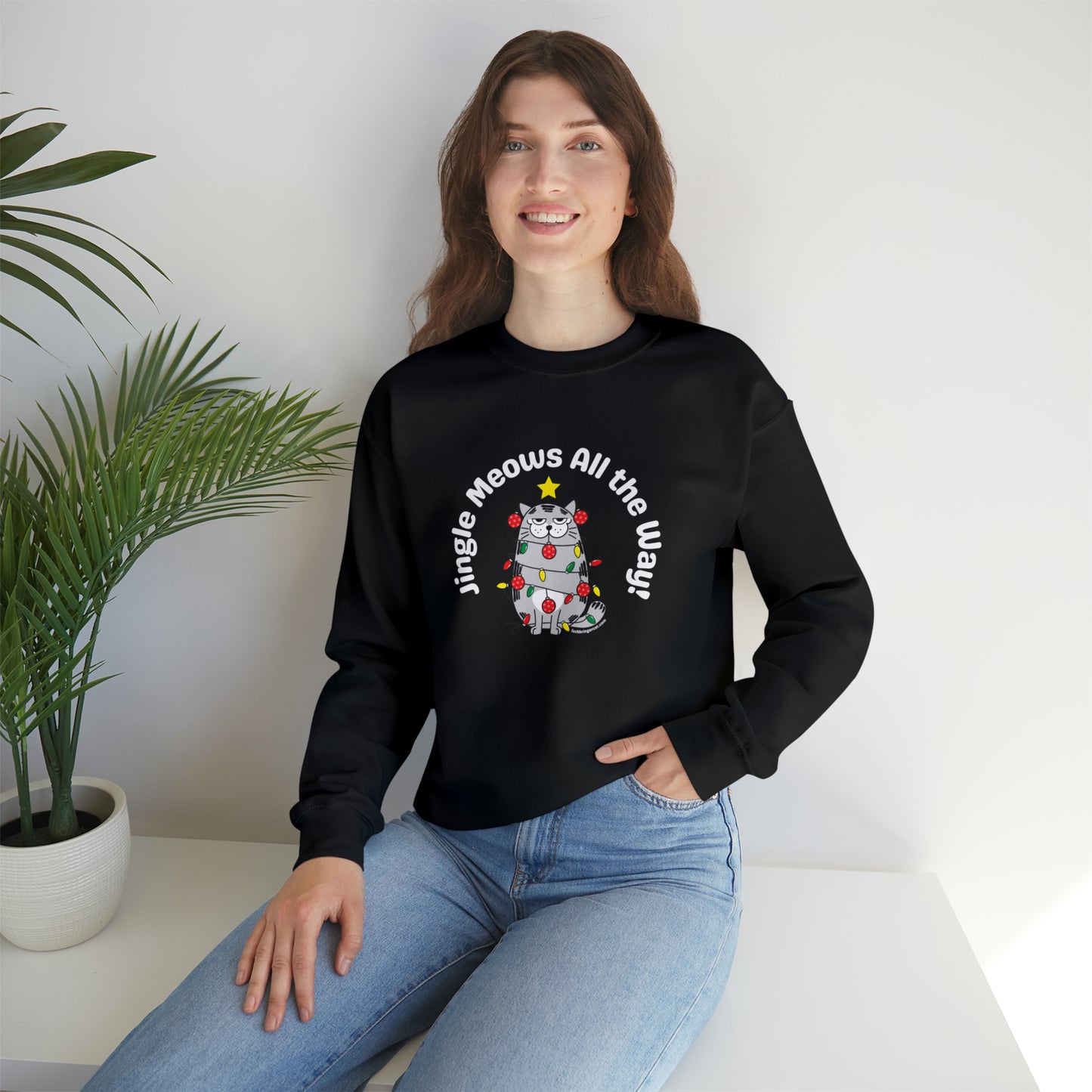 Unisex Crewneck Sweatshirt - Funny Christmas Shirt for Cat Lovers - Jingle Meows All the Way!