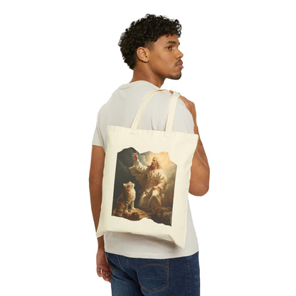 This 100% cotton tote bag is perfect for everyday wear. Inspired by Michelangelo's iconic masterpiece, 'The Creation of Adam,' this bag is a must-have for cat lovers who cherish both the beauty of art and the companionship of feline friends! 🎨🐱 Your thoughtful gift awaits, order now! 🎁