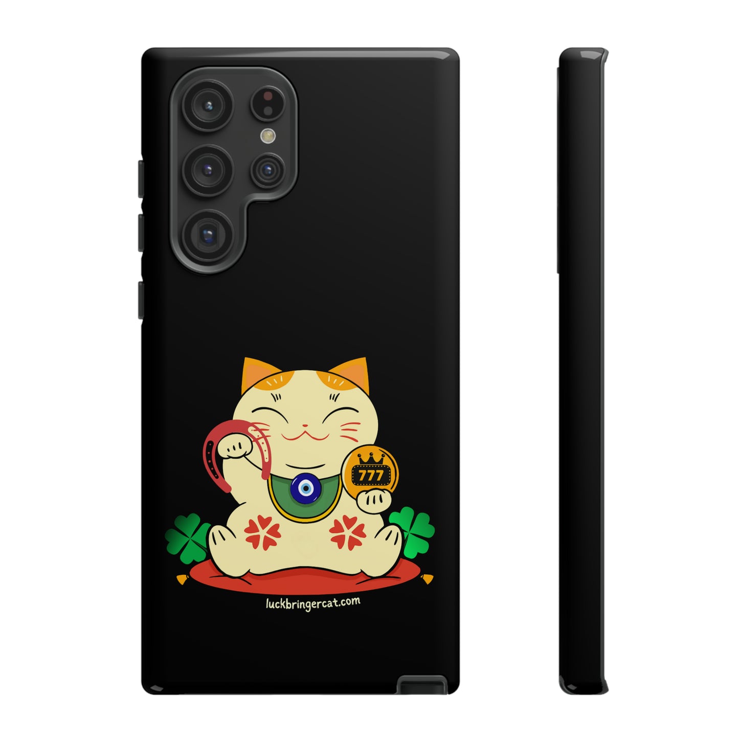 Cat Lovers Tough Phone Case- Lucky Maneki Neko-Black- iPhone, Samsung Galaxy, Google Pixel