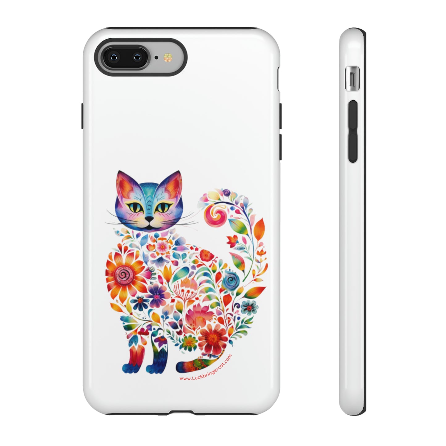 Floral Cat Lovers Phone case- iPhone, Samsung Galaxy, Google Pixel- White - Tough-Premium Quality