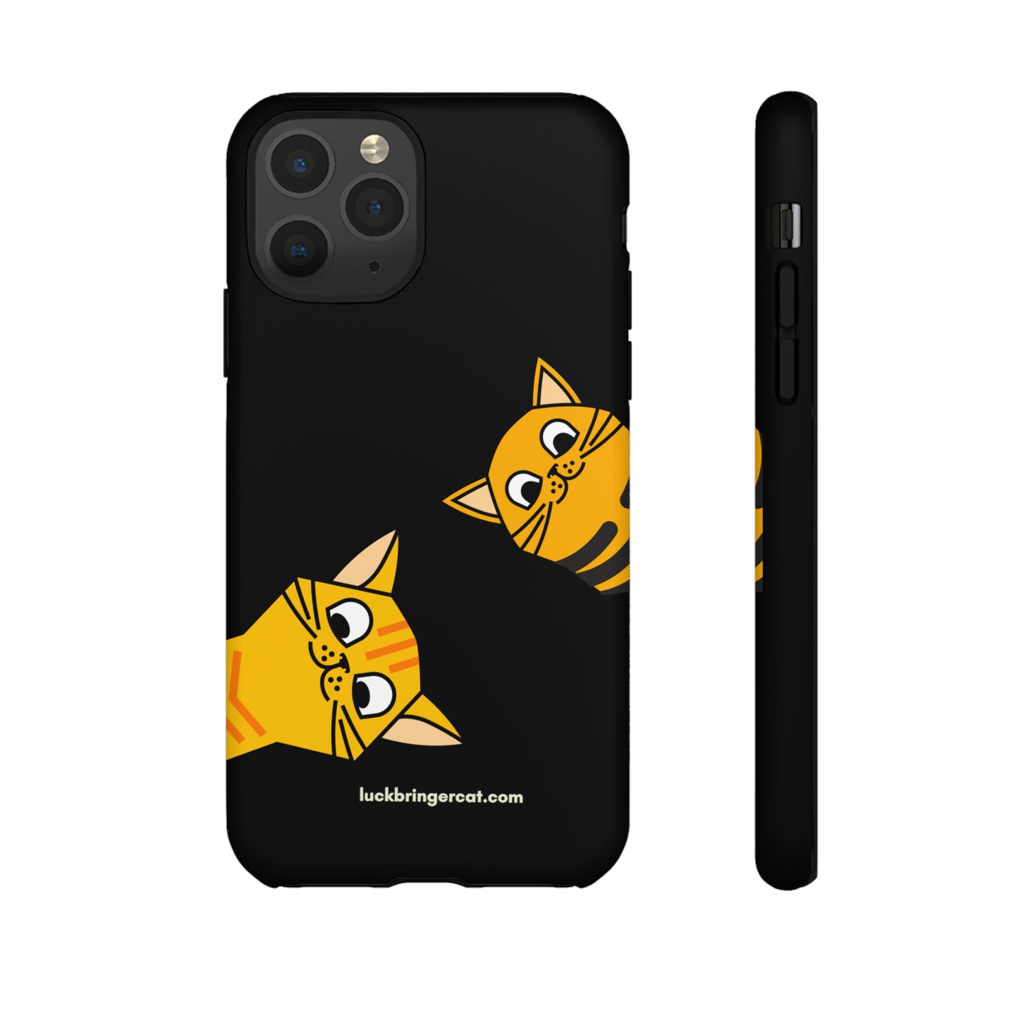 Cat Lovers Phone Case With Funny Orange Cats- iPhone, Samsung Galaxy and Google Pixel-Black