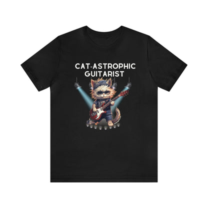 Unisex Cotton T-shirt - Catastrophic Guitarist Shirt for Cat Lovers