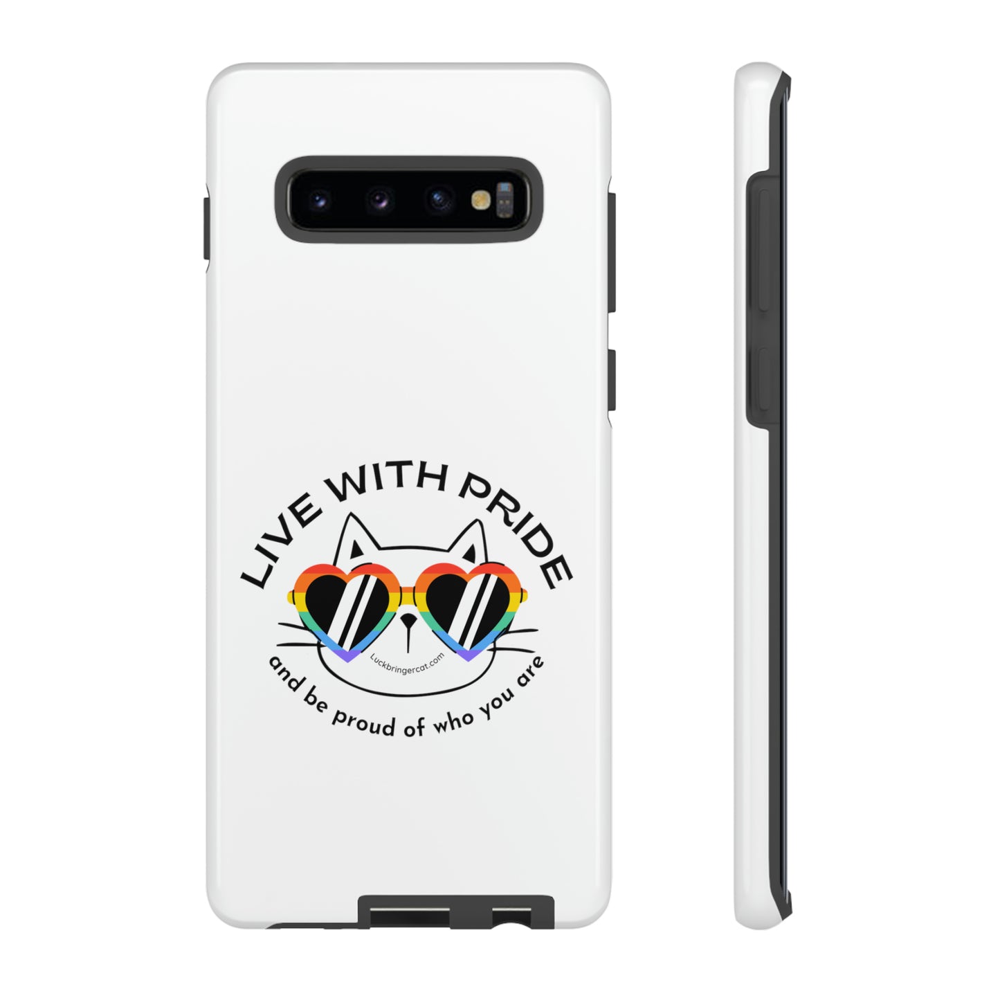 Pride Phone Case-Cat Lovers- iPhone, Samsung Galaxy, Google Pixel-LGBTQ+ Community Support-White