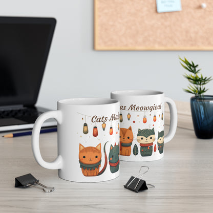 Cat Lovers Christmas Mug - Cats Make Christmas Meowgical