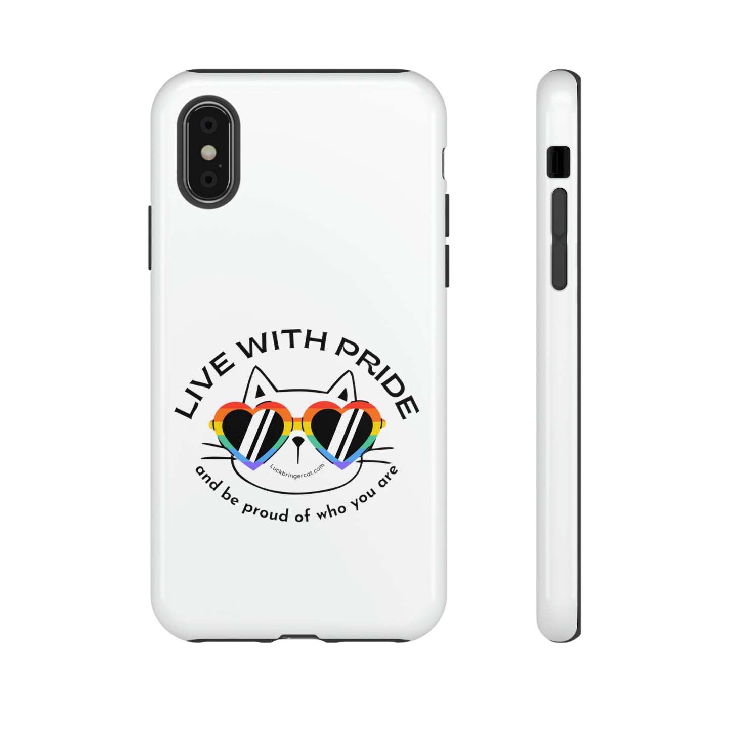 Pride Phone Case-Cat Lovers- iPhone, Samsung Galaxy, Google Pixel-LGBTQ+ Community Support-White