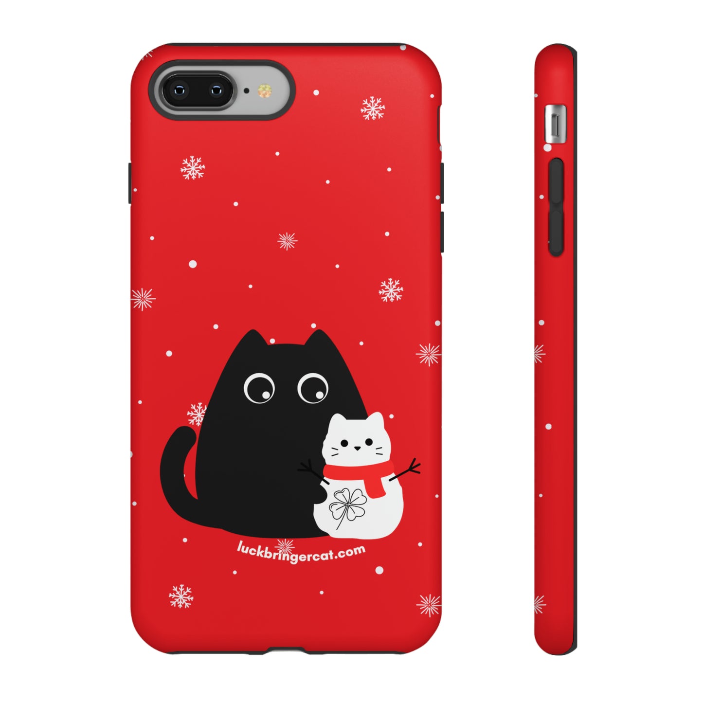 Cat Lovers Christmas Phone Case-iPhone, Samsung Galaxy, Google Pixel- Red and Black Snowman