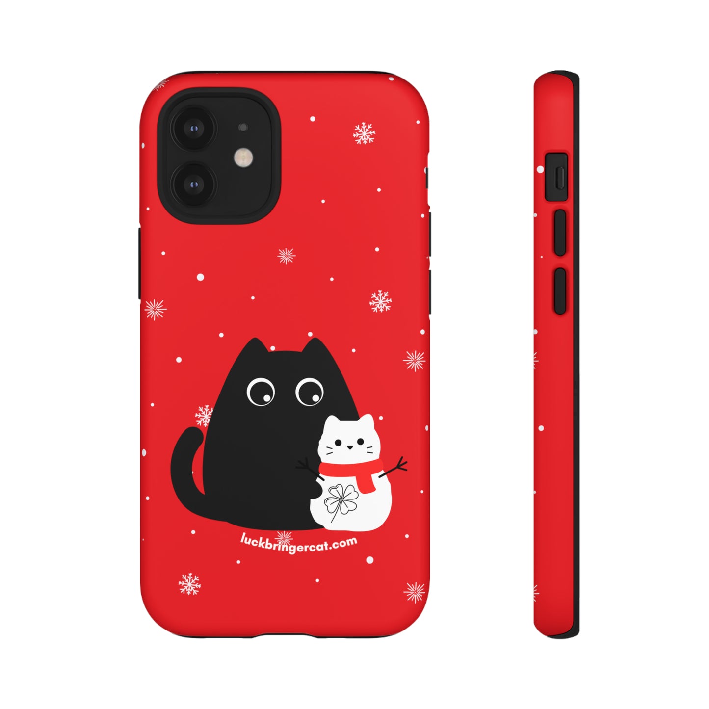 Cat Lovers Christmas Phone Case-iPhone, Samsung Galaxy, Google Pixel- Red and Black Snowman