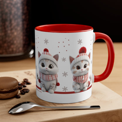 Christmassy Coffee Mug for Cat Lovers with Cute 3D Kittens