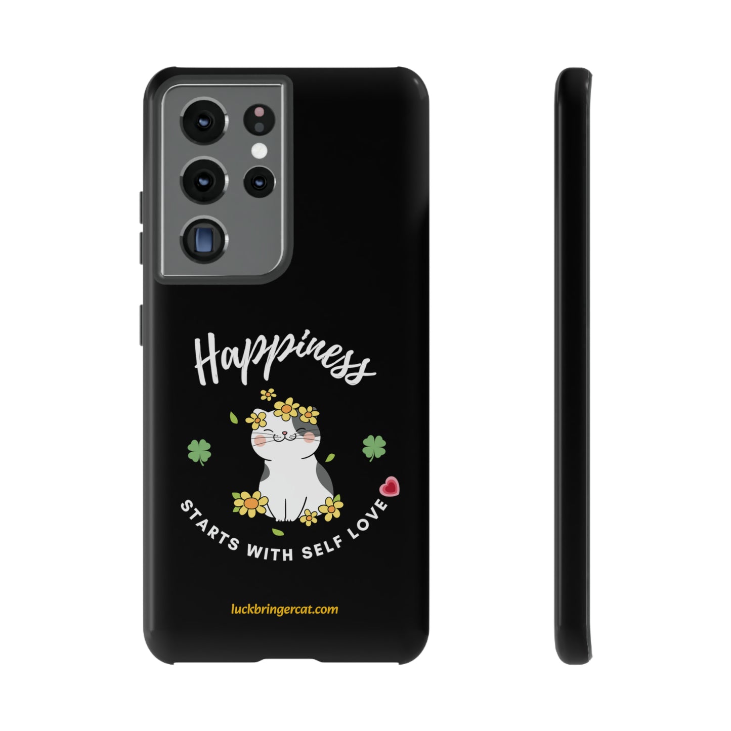 Cat Lovers Phone Case-Black- iPhone, Samsung Galaxy- Happiness - Selflove